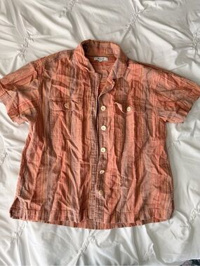 Madewell Peach-Orange Striped Button-Down Shirt
